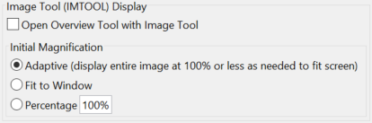 Preferences window interface for the Image Tool display settings