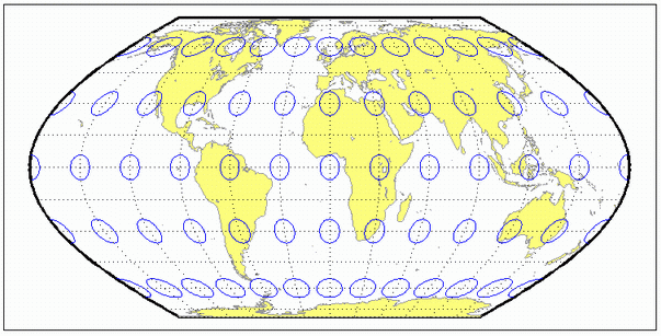 World map using Kavraisky 6 projection