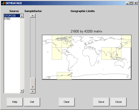 UI for selecting digital elevation data