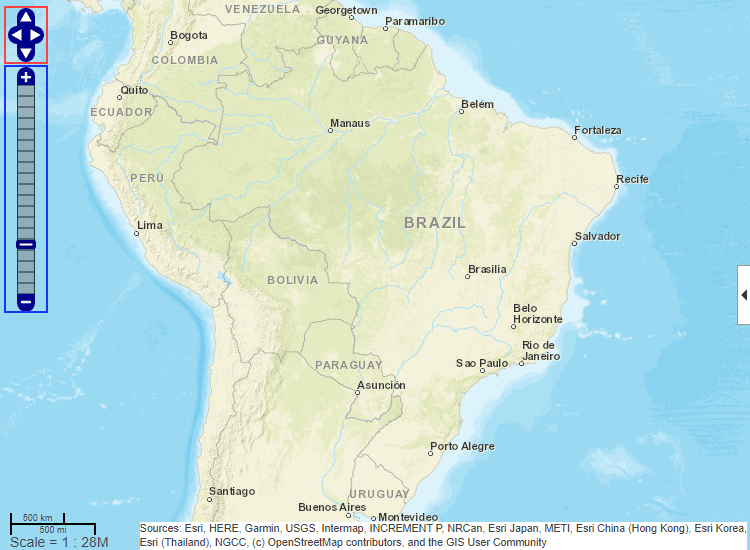 Web map centered on Brazil