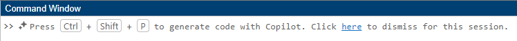 Ask Copilot keyboard shortcut hint in the Command Window
