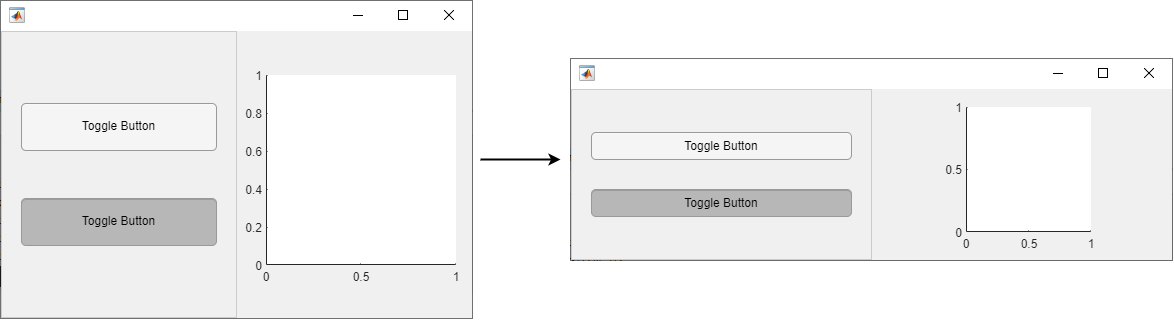 Two figure window of different sizes. The UI component scale in proportion to the window size.