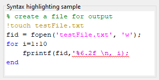 Syntax highlighting sample panel showing strings in magenta and unterminated strings in purple