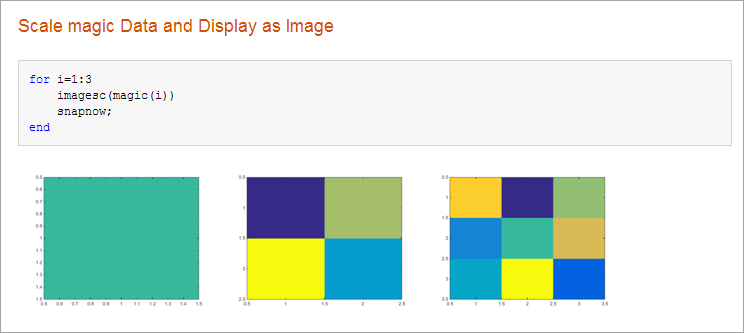 Published document with code followed by the three images produced by the code displayed side by side