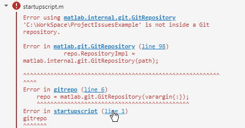 Failing checks print the error stack trace.
