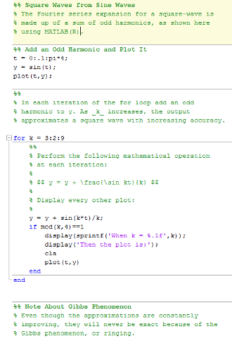 matlab comment seperating