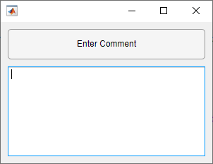 UI figure window with a button and a text area. The text area has a blue focus ring.