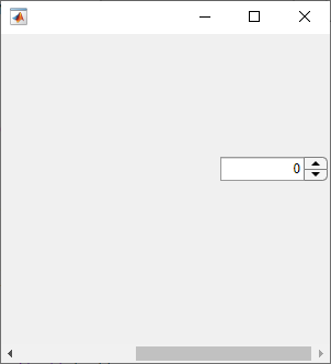 UI figure window with a spinner and a horizontal scroll bar. The scroll bar is scrolled all the way to the right.