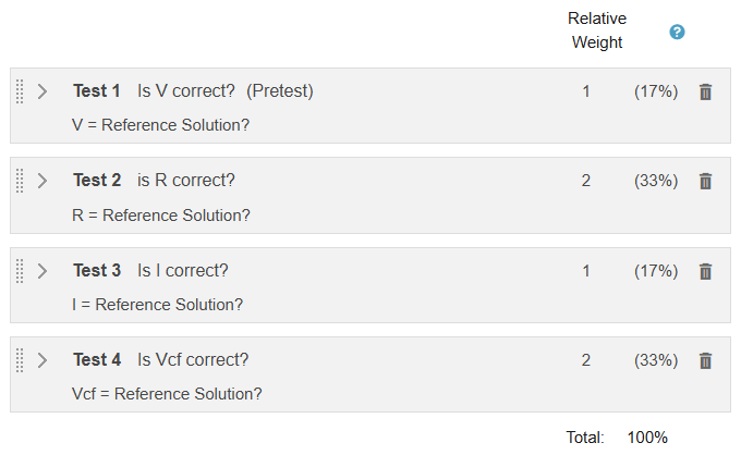 Two assessments as the instructor sees them with one assessment getting 33% of possible points and the other getting 67%