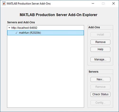 Install add-on from MATLAB Production Server Add-On Explorer