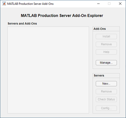 MATLAB Production Server Add-On Explorer