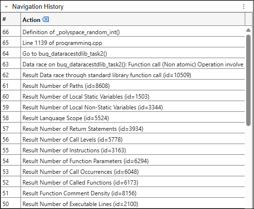 Navigation History pane