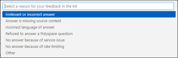 Polyspace Copilot dialog box for providing additional feedback