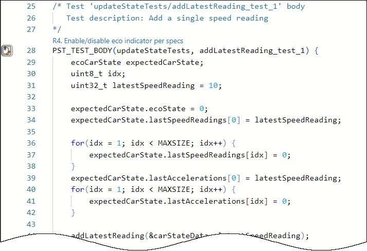 Test file with requirement link appearing above the macro PST_TEST_BODY.