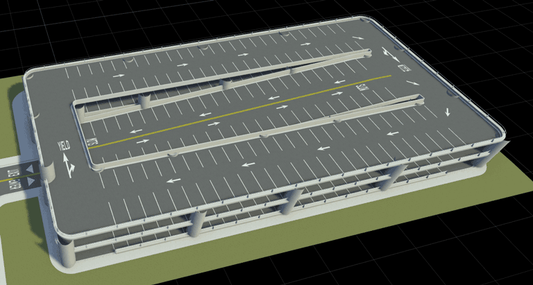 Top level of parking garage.