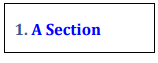 Example of title defined as "A Section" in displaying in blue