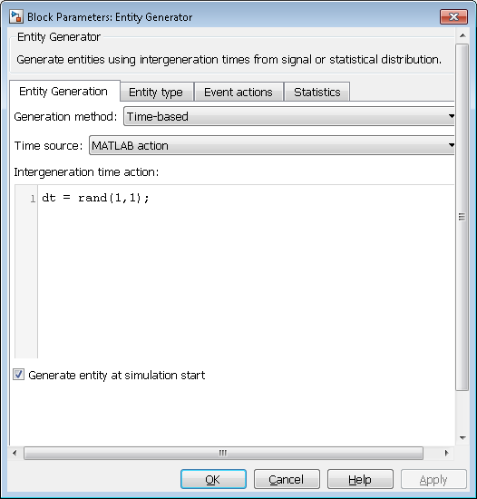 Entity Generator dialog box