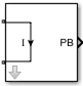 Outport block icon with Sensor type set to Ideal current, Output parameter set to Real Passband, and Ground and hide terminal is Off.