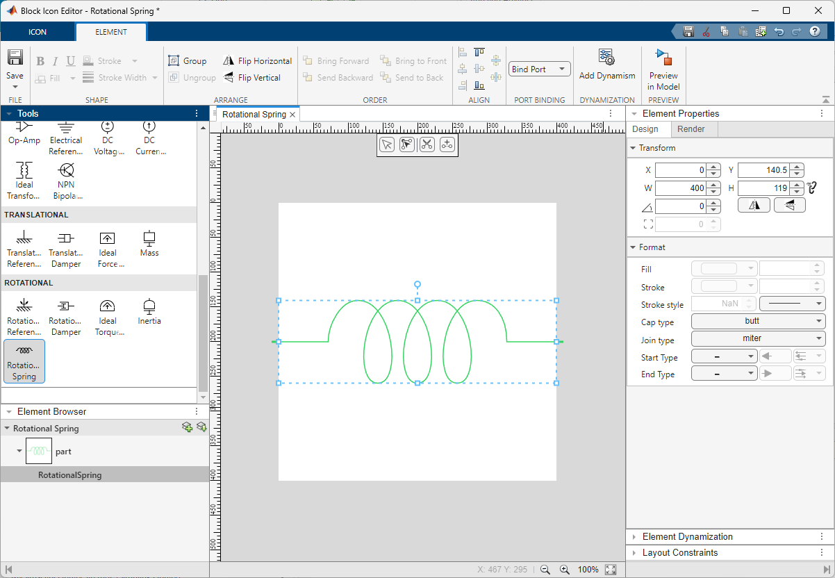 Drawing the block icon for rotational spring