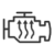 Engine Heating icon: the silhouette of an engine with three wavy arrows pointing upwards on it