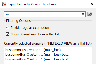 The elements that match the filter use dot notation to indicate their hierarchy
