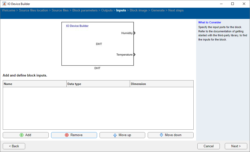 select inputs for block