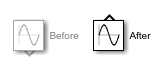 A Sine Wave block that has been rotated 90 degrees clockwise before and after flipping up.