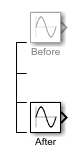 A Sine Wave block before and after moving down by three times its height.