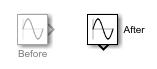 A Sine Wave block before and after rotating 90 degrees clockwise.