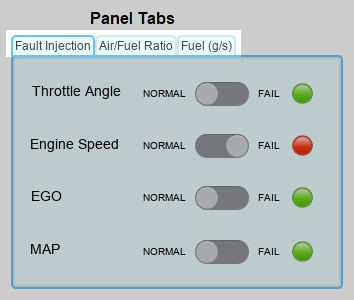 Panel with three tabs