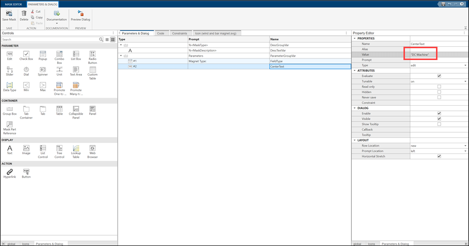 graphical editor text parameterization