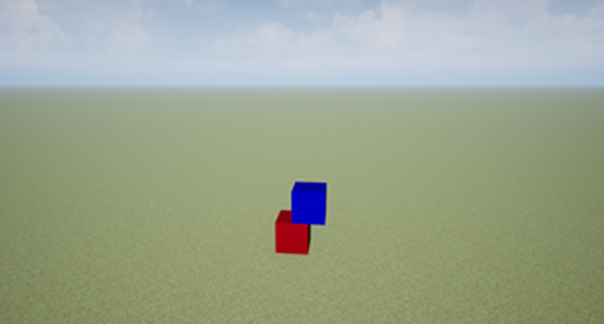 Empty grass scene with two cube actors.