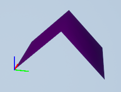 Surf shape with coordinate system axes at the actor origin.
