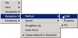 Context menu displaying menu selections.