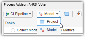 Mouse pointing to Project option in drop-down menu