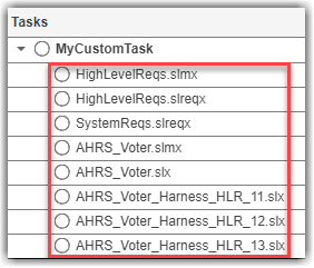 Task iterations under "MyCustomTask" in Tasks column