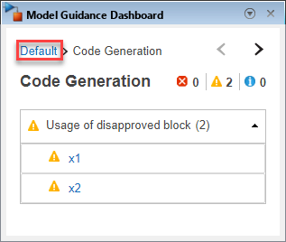 Model Guidance Dashboard. A link in the navigation trail at the top of the window is highlighted.