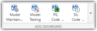 Add Dashboard section of the toolstrip showing buttons for each dashboard