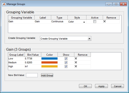 Manage Groups dialog box