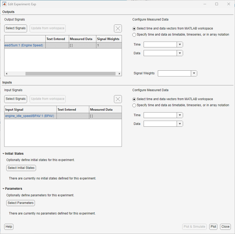 Edit Experiment dialog box