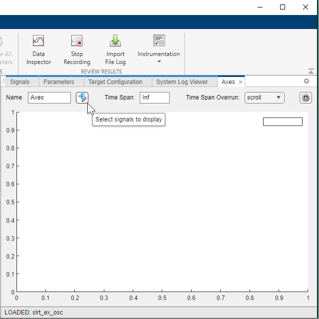 Configure axes by using the Custom Axes tab in Simulink Real-Time Explorer.