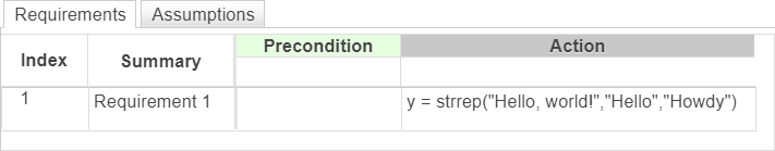 This example shows a requirement that replaces the substring "Hello" with the substring "Howdy".