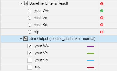 Signal selection check boxes