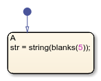 Stateflow chart that uses the blanks operator in a state.