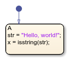 Stateflow chart that uses the blanks operator in a state.