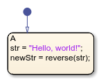 Stateflow chart that uses the reverse operator in a state.