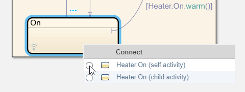 Choose the state activity to connect to a dashboard block.