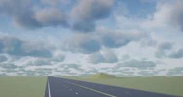 Road with volumetric clouds