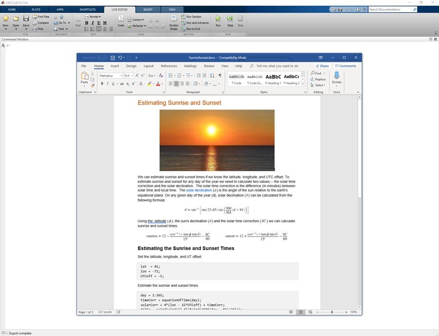 Documento de Word exportado desde Live Editor