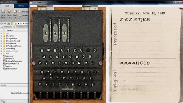 How would you model the World War II Enigma machine using MATLAB ? Seth Popinchalk, from MathWorks Technical Support, shows you one approach. 